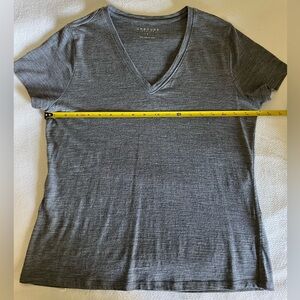 Unbound Merino Women's Large Grey Melange V-Neck T-Shirt